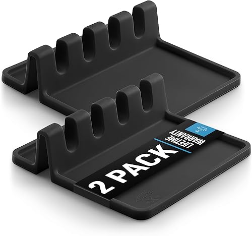 Miniatura 104 de Zulay - Soporte extragrande de silicona con bandeja antigoteo para múltiples utensilios de cocina, reposacucharas resistente al calor y sin BPA