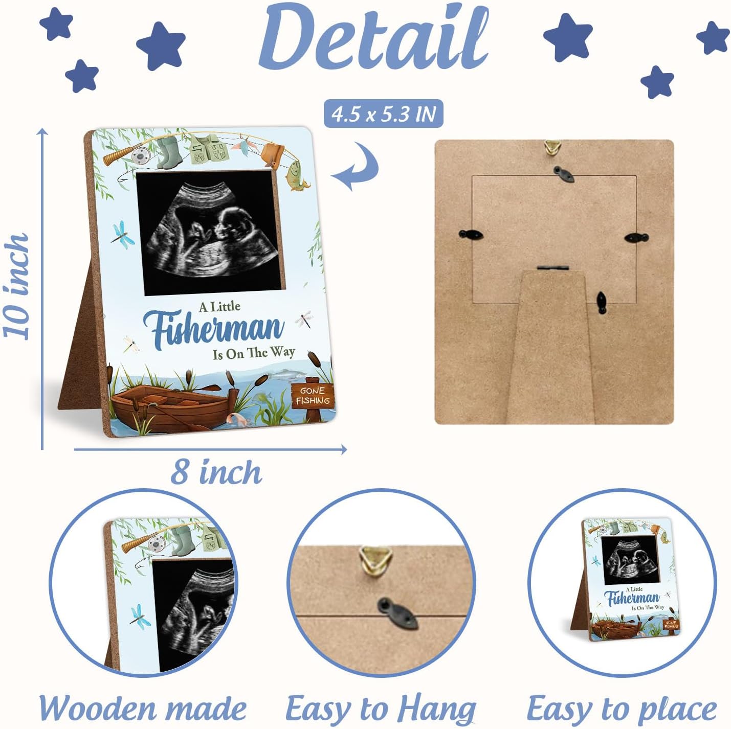 Fishing Baby Shower Decorations Frame, A Little Fisherman Is On The Way Baby Shower, New Mom Expecting Parents-to-Be Keepsake Gifts, Pregnancy Milestone Keepsake, Gender Reveal Gifts image 2