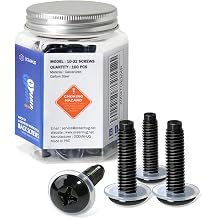 10-32 Rack Screws 100 Pack, Zinc Plated Carbon Steel Rack Mount Screws with Pilot Point & Plastic Washers for Network Racks, Servers, Switches, PDUs and Server Cabinets
