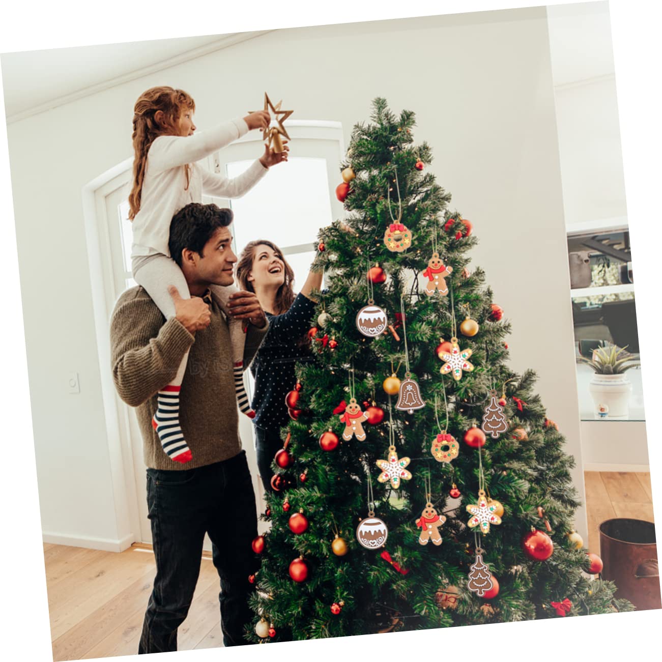 Ciieeo 69piezas Adornos Colgantes De Navidad Decoración para Árbol De Navidad Gingerbread y Navideño