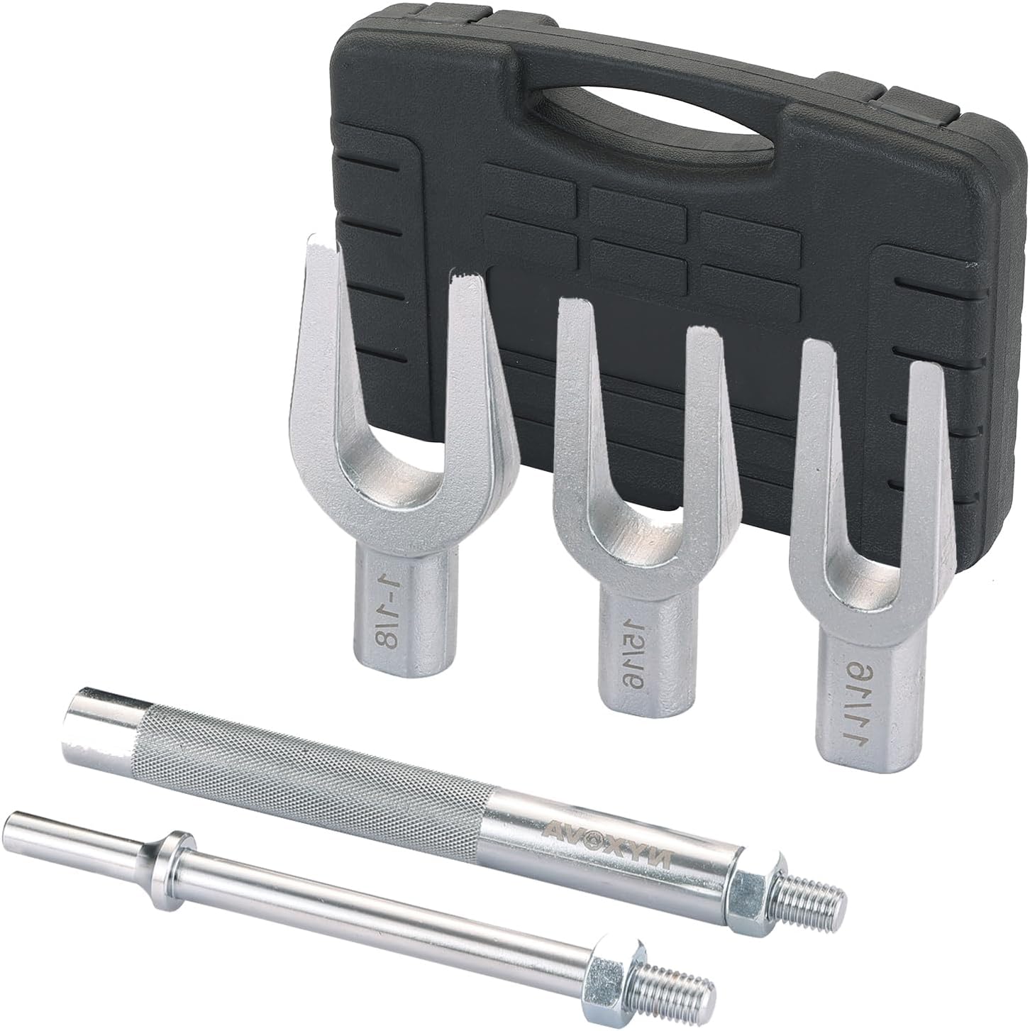 NYXOVA 5Pcs Ball Joint Separator Set, Pickle Fork Tool Set, Tie Rod Removal Tool for Car Van Light Truck, Ball Joint Remover for Pitman Arm Removal with Air Hammer Adapter & Striking Handle