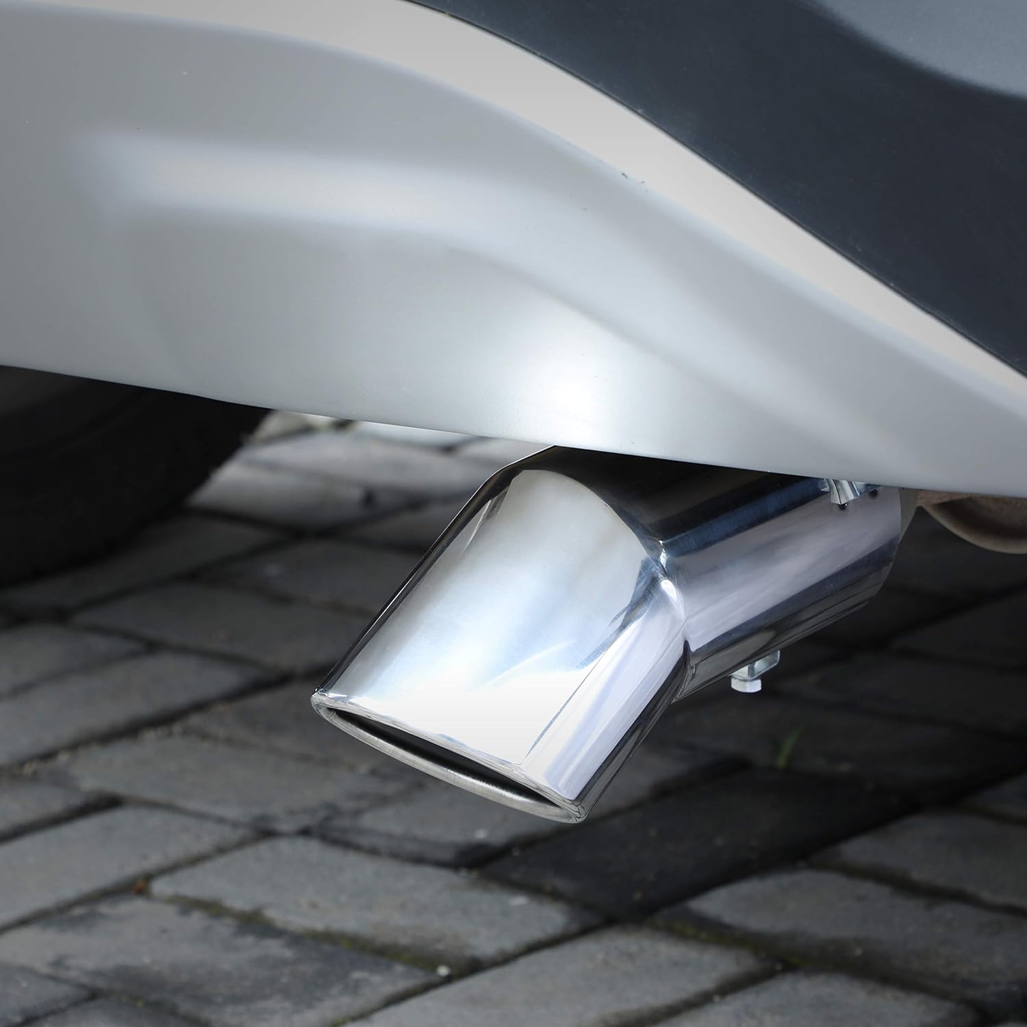 TriTrust Exhaust Tip, 2.75-3 inch inlet adjustable, 3.5'' Outlet 8'' Long Muffler Tip, Chrome Stainless Steel Truck Car Turn Down Tail Tip, Clamp On Tailpipe