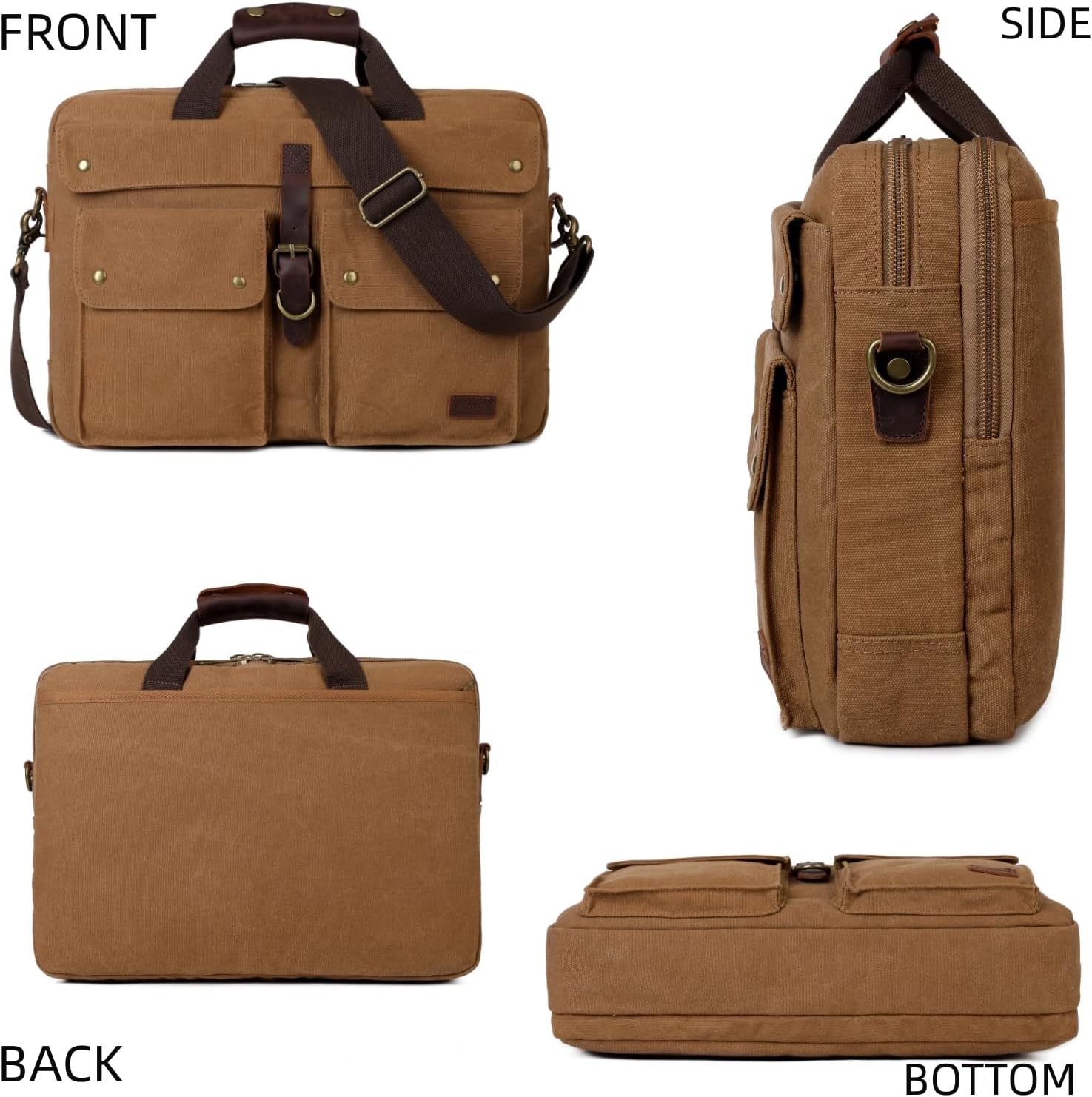 Baosha Real Leather Canvas 17inch Laptop Bag Messenger Bag Briefcase Shoulder Bag Waterproof for Men BC-07