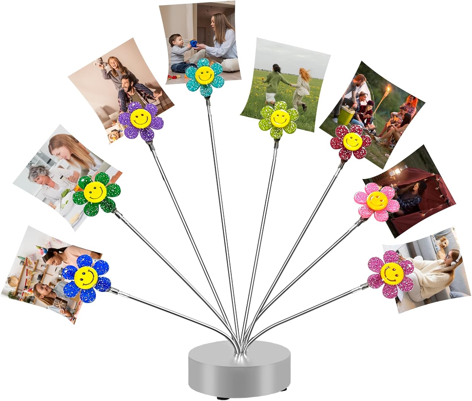 Maptipjoy Photo Tree Holder Clip Cube Base,8 - Branch Money Trees Gift Card Holder with Clips,Picture Holder Stand for Christmas Wedding Greeting Birthday Party Gift Silver