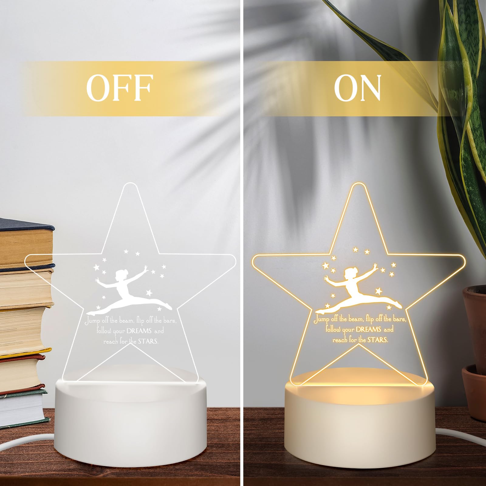 12 pz Ginnastica Stuff Regali 3D Luce Notturna con Base Inspirational Acrilico Apprezzamento Ginnastica Lampada LED per Studenti Danza Laurea Ginnasta Regali Team