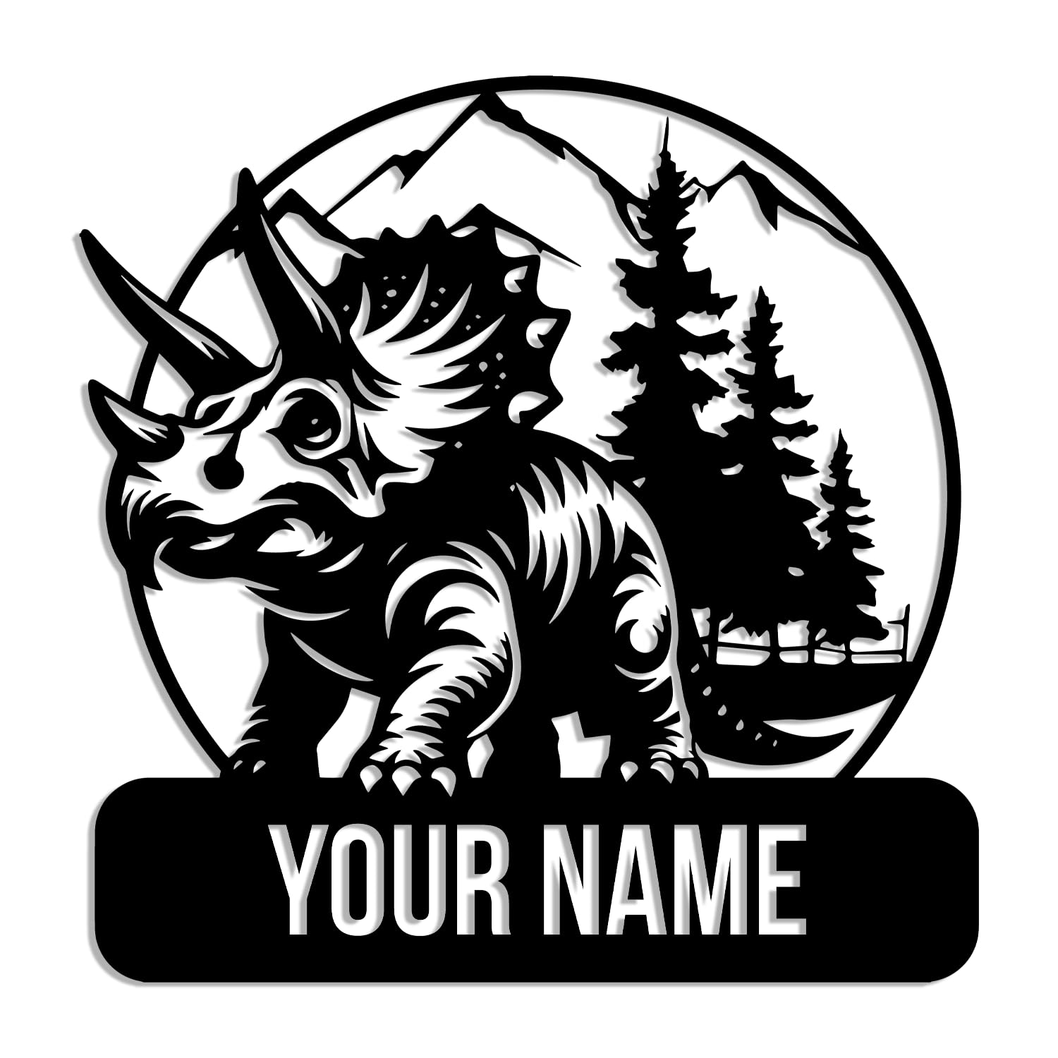 Senyer Style-4 Custom Triceratops Dinosaur Metal Wall Art,Custom Dinosaur Name Sign,Personalized Jurassic Cretaceous Dino Name Sign Home Decor Kid Nursery Decoration,Gift For Kids (Style-4)
