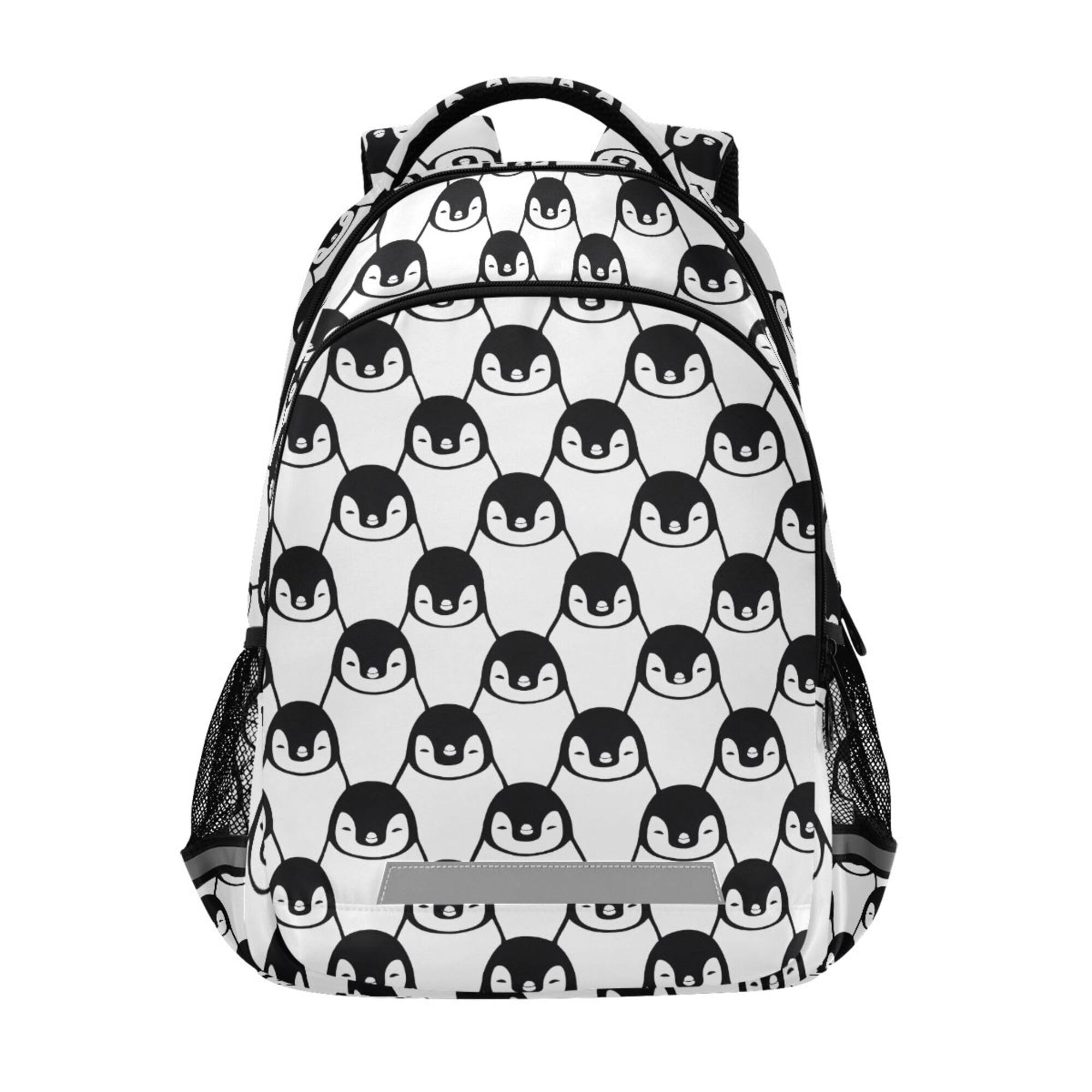 MNSRUU School Backpack with Chest Strap, Cute Penguin Print Laptop Backpack, Travel Hiking Backpack for Boys Girls, Rucksack, Knapsack