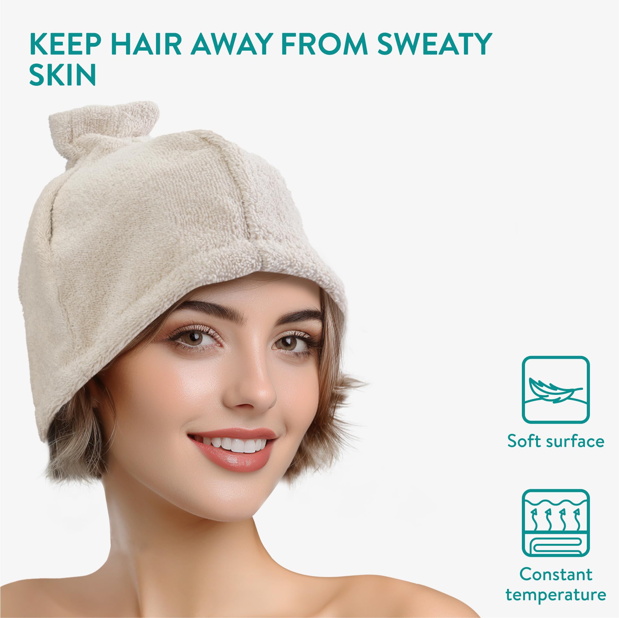 Bonnet de sauna 100% coton éponge 25 x 15 x 3 cm - Accessoire sauna spa hammam résistant à la chaleur