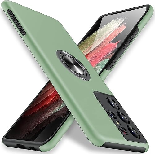 JAME Funda para iPhone 11 con protector de pantalla de vidrio templado, funda delgada y suave para iPhone 11, con soporte de anillo invisible y