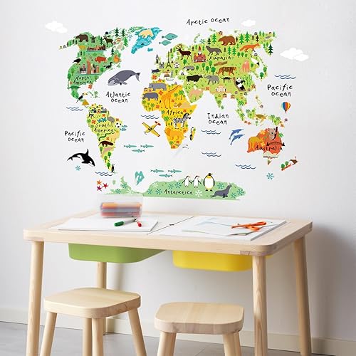 Miniatura 2 de HomeEvolution pegatina autoadhesiva grande educativa con animales y edificios famosos para niños Decoración de hogar