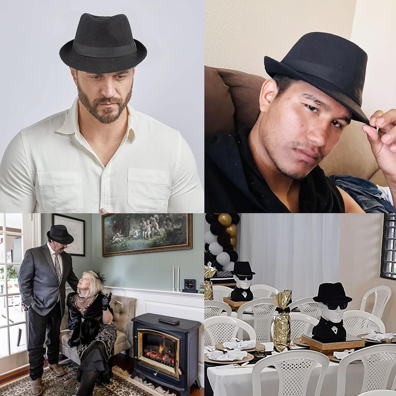 Unisex Timelessly Classic Black Fedora Hat Short Brim Manhattan Structured Trilby Hat Fedoras Hats for Men Women - Image 7