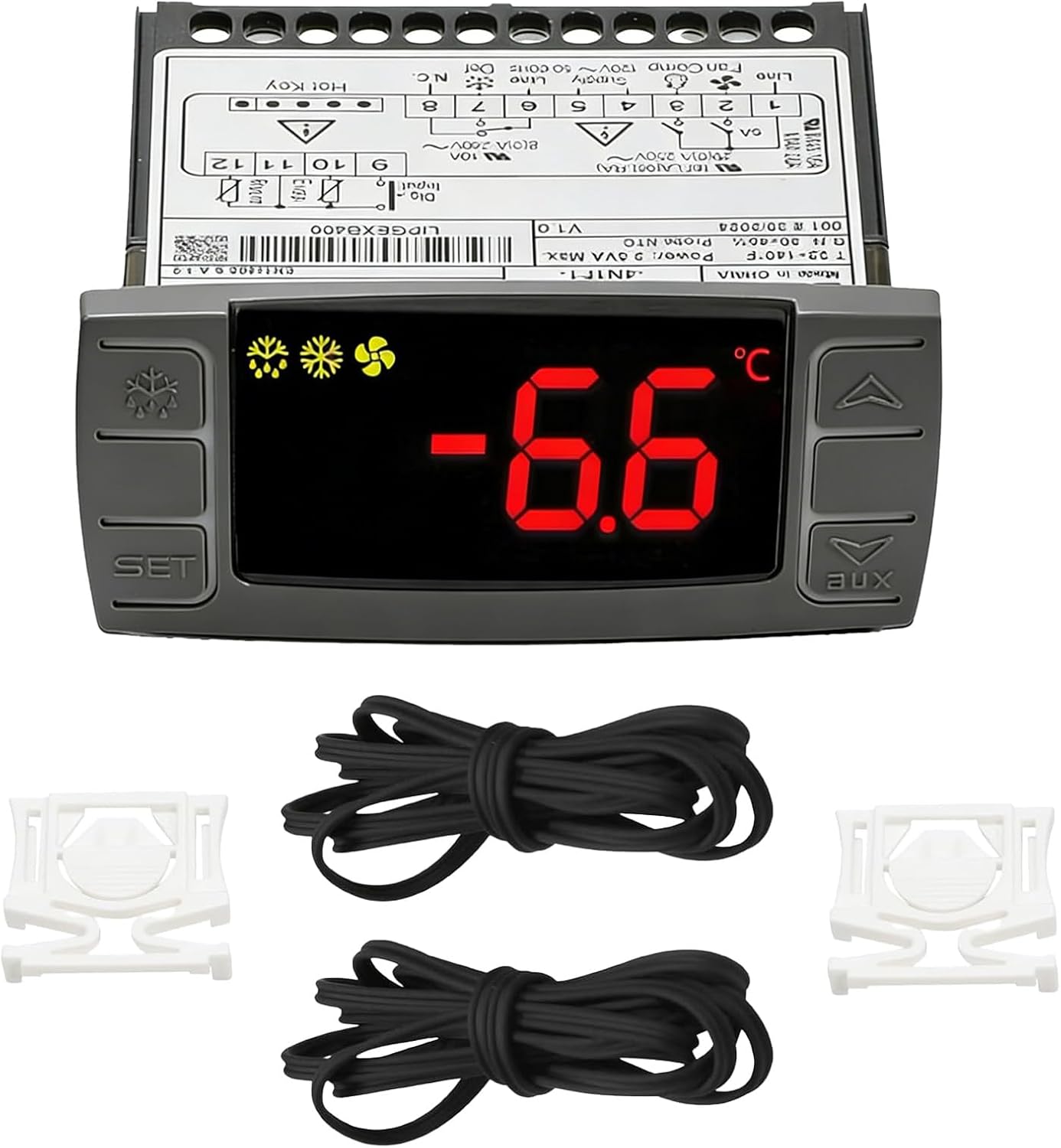 Temperature Controller XR06CX-4N1F1 Fit Commercial Refrigerators/Freezer 120V 50-60Hz Replace for Dixell Programmable Temperature Controller with Temperature Sensing Probe