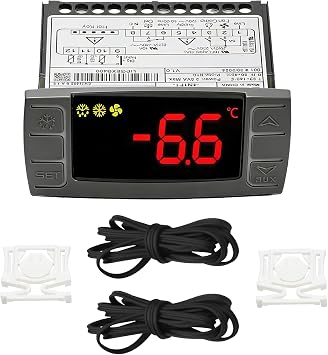 Temperature Controller XR06CX-4N1F1 Fit Commercial Refrigerators/Freezer 120V 50-60Hz Replace for Dixell Programmable Temperature Controller with Temperature Sensing Probe