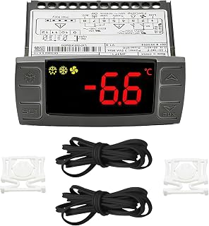 Temperature Controller XR06CX-4N1F1 Fit Commercial Refrigerators/Freezer 120V 50-60Hz Replace for Dixell Programmable Temperature Controller with Temperature Sensing Probe