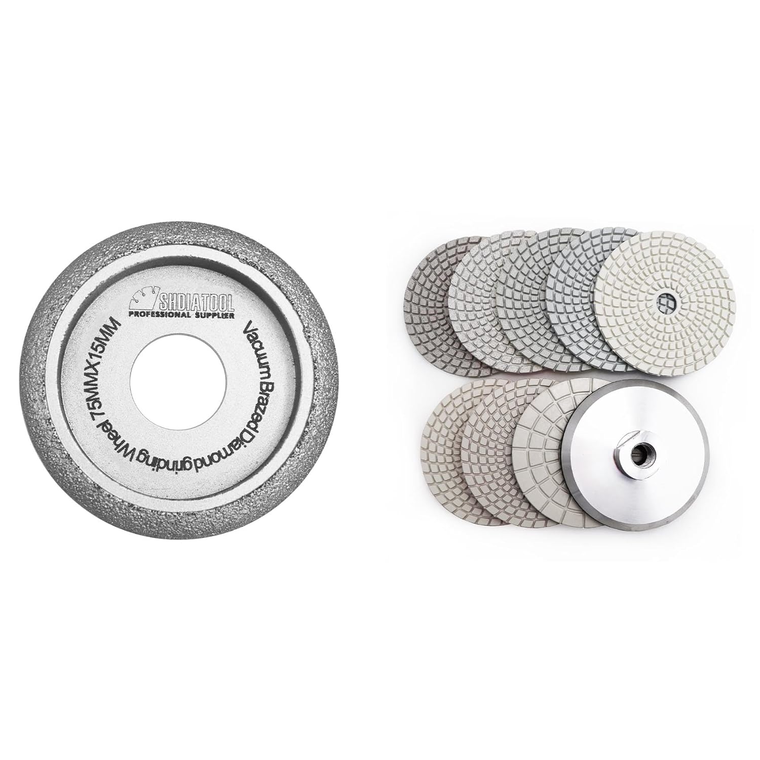 SHDIATOOL 3 Inch Profile Hand Diamond Wheel Height 15mm Convex Curve Edge Grinding for Stone Marble Granite Rock