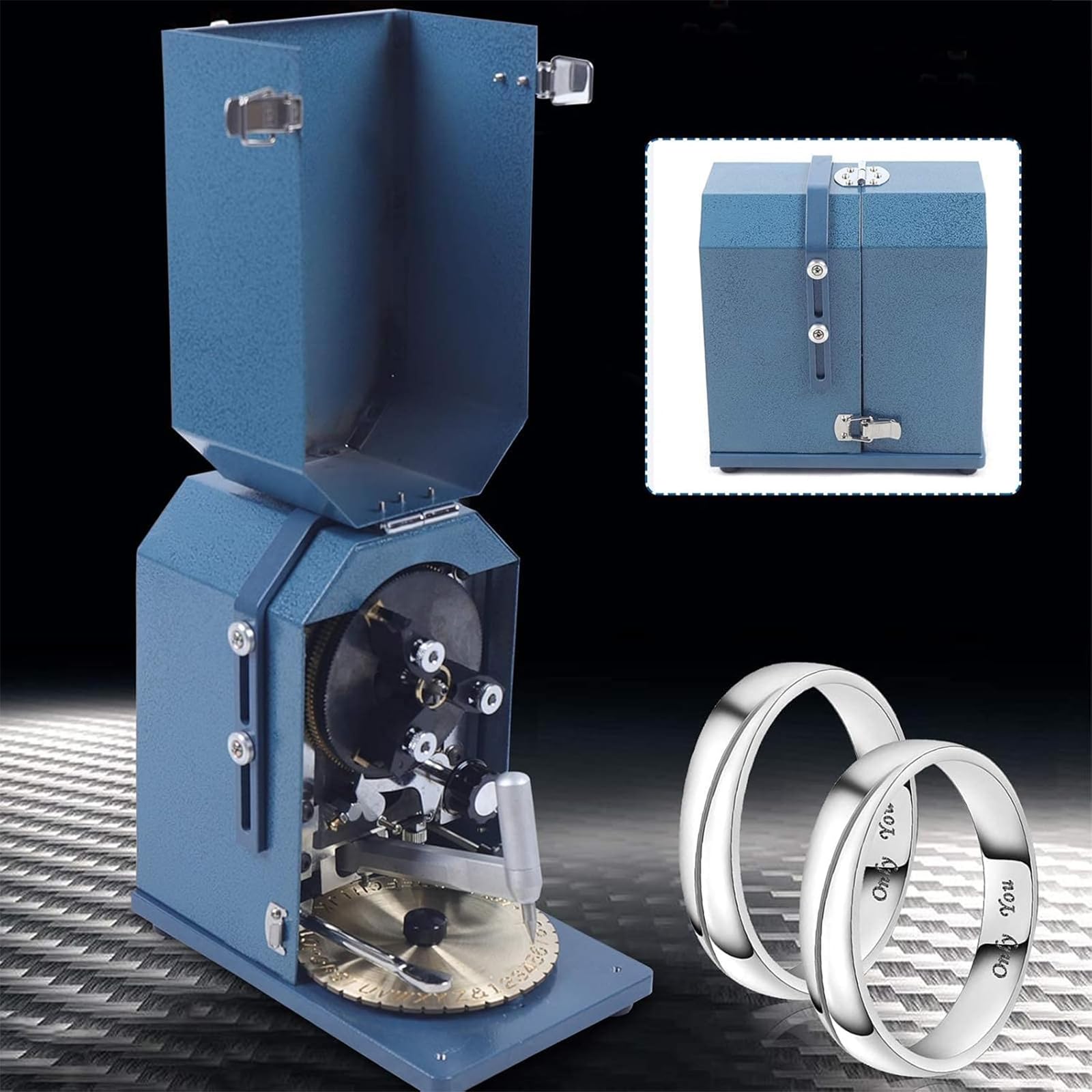 Máquina Grabado Anillos Interiores Para Joyería,grabador Anillos Con Esfera Doble Cara Con Mordazas Giratorias 360°,tamaño Fuente Ajustable 1,5-2mm,centrado Automático Letras Y Espaciadouniforme