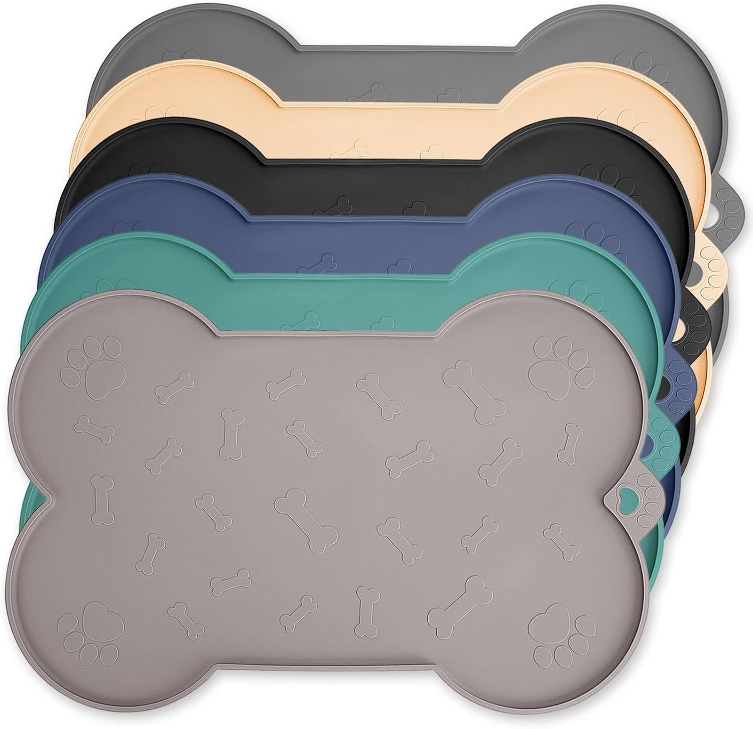 Cat Feeding Mat, Silicone Waterproof Cat Food Mat for Feeder and Fountain,Dog Cat Bowl Mat with Raised Edge Puppy Kitten Feeding Mats