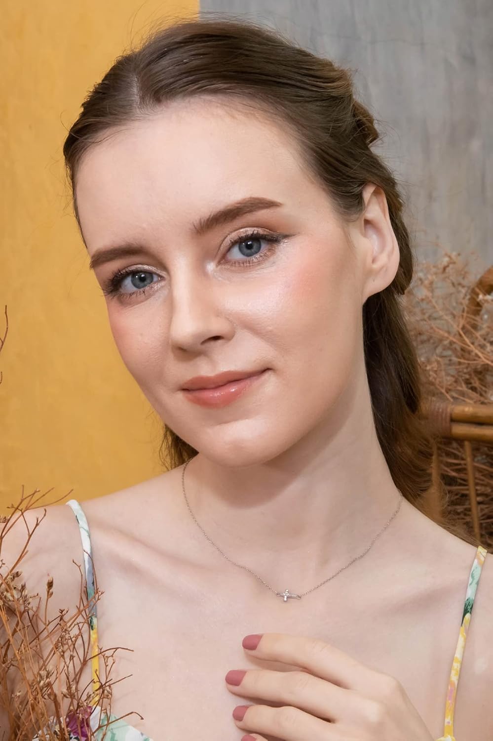 Cross Necklace, Layered Necklaces for Women, Choker Necklace, Short Necklace, Cubic Zirconia Cross Necklace, Layering Necklaces for Women, Sterling Silver, Rose Gold, Dainty Gold Necklace for Women - Image 2