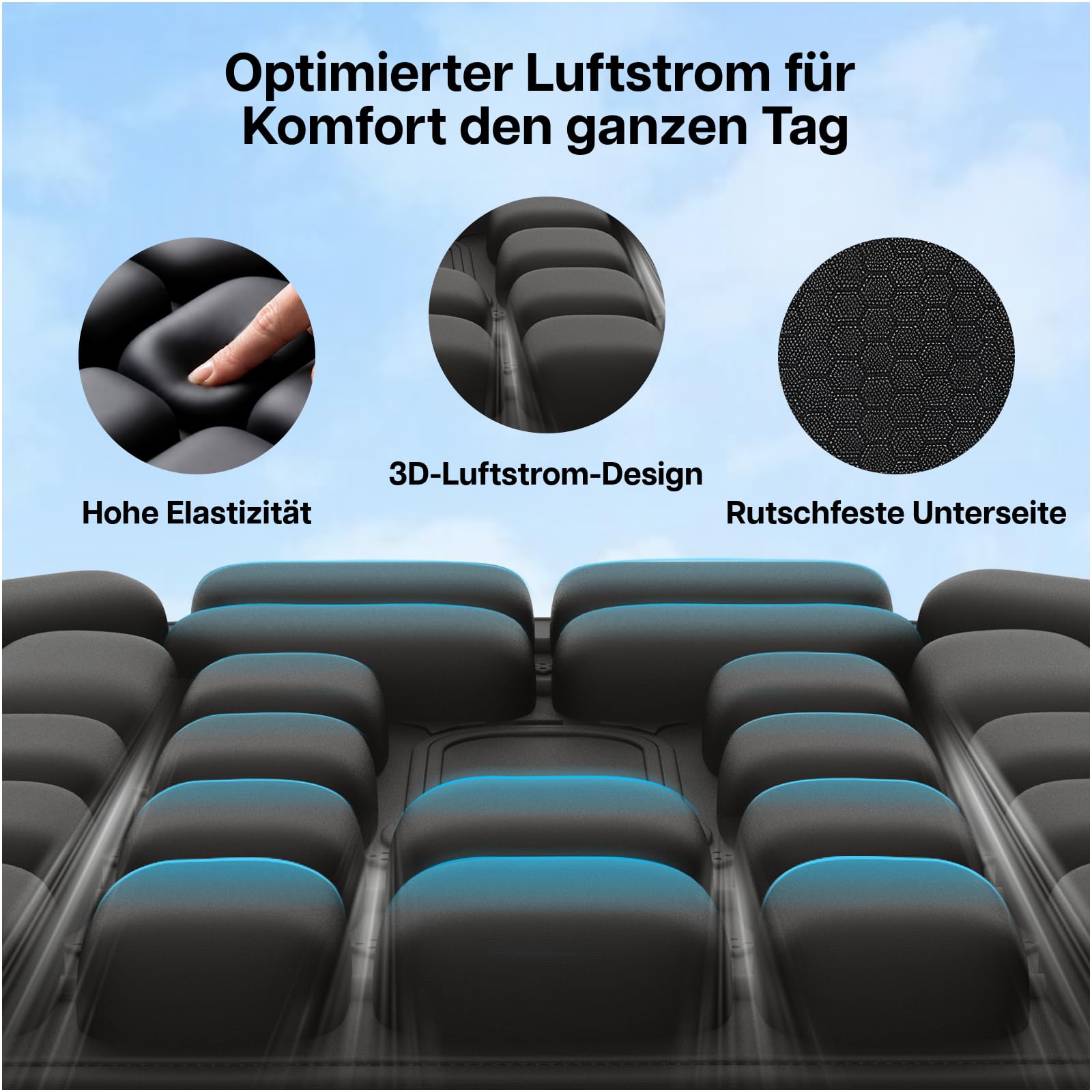 MMOBIEL Aufblasbares Reise Sitzkissen Tragbares Flugzeug Sitzkissen mit 3D Luftzellen, Tragetasche & Anti-Rutsch Unterseite – Druckentlastung Steißbein & Hämorrhoiden – Büro, Camping & Stadion