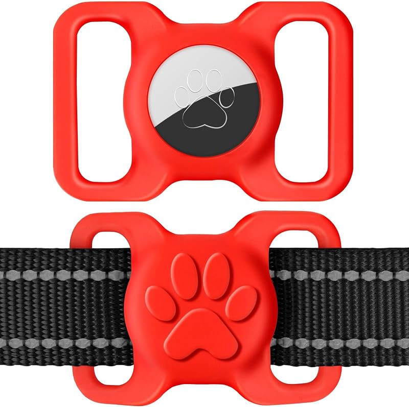 Suporte de Silicone para AirTag em Coleira de Cães Grandes, Vermelho Dynmeow – Pacote com 1