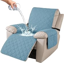 Ystyle 100% Waterproof Electric Recliner Armchair Cover, Non-Slip Large 1 Seater Recliner Chair Cover with Side Pockets, Washable Recliner Chair Cover, Aqua Blue