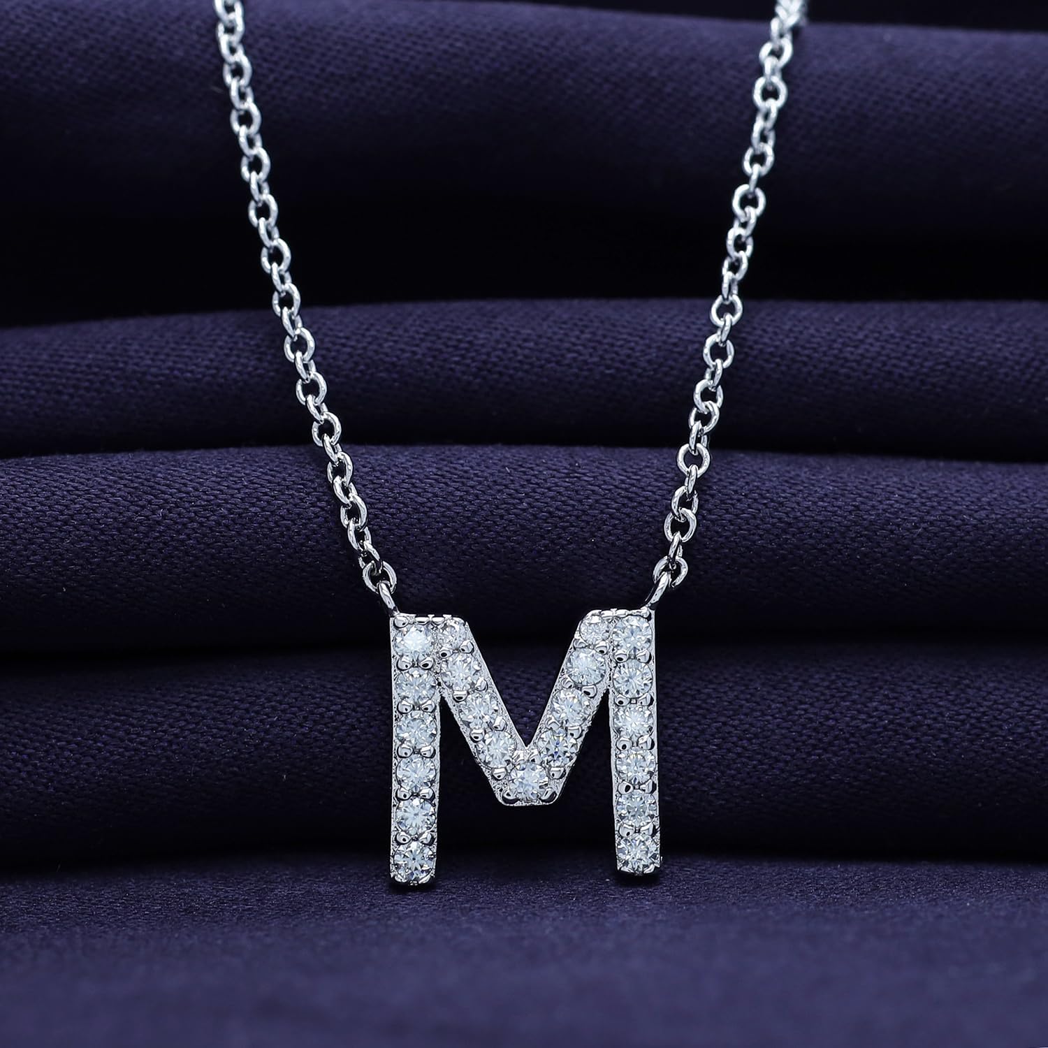 18K Gold Plated Initial Necklace | Moissanite Diamond Alphabet Necklace | Dainty Necklaces for Her | Letter A-Z Pendant Necklace |18" + 2" Adjustable Chain