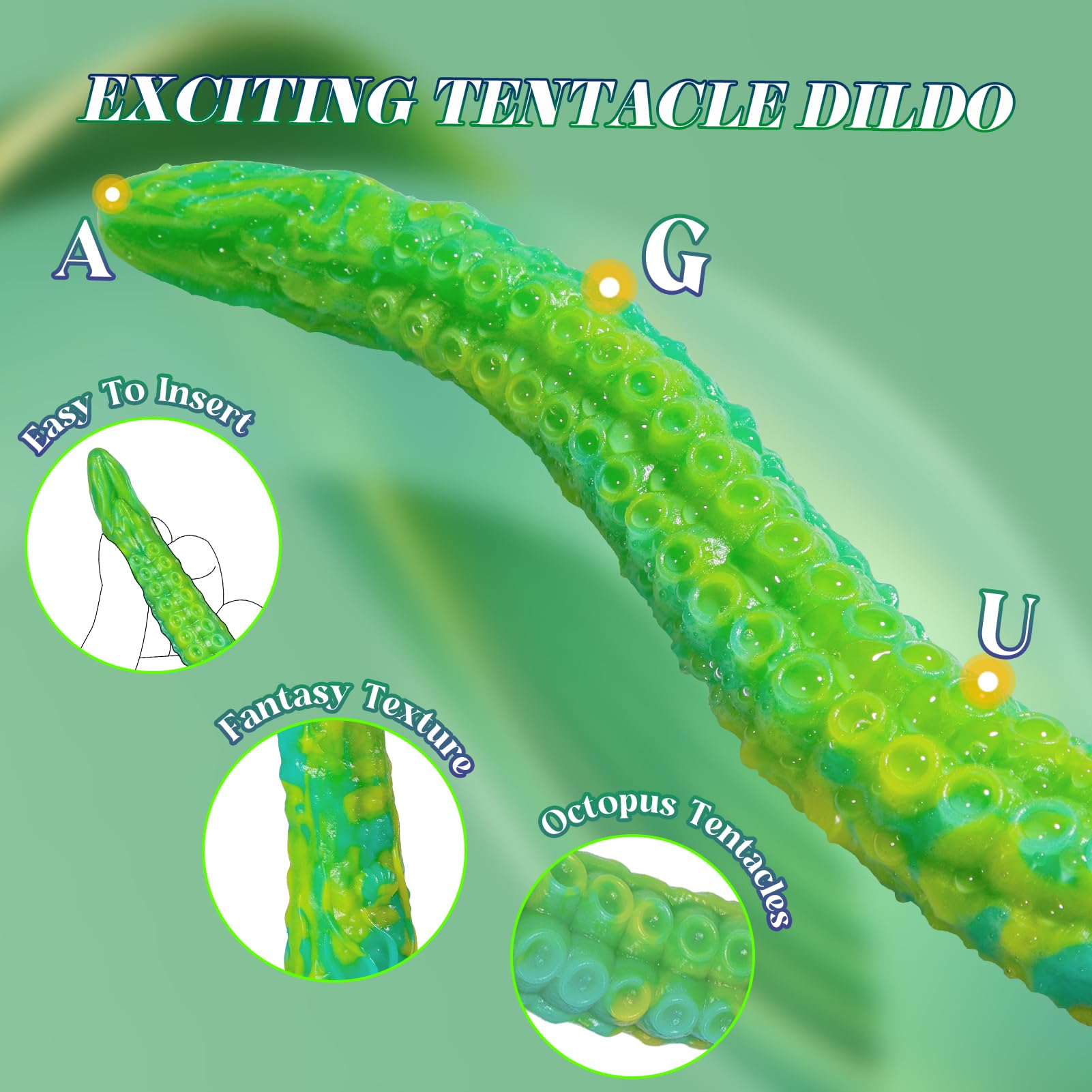 Long Tentacle Dildo Anal Toys: 18" Luminous Monster Dragon Dildo with Suction Cup, Liquid Silicone Long Butt Plug Anal Dildo for Anal Training, Fantasy Anal Stretcher for Advancer: Medium--18 IN