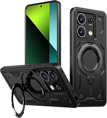 Magnetic Case for Redmi Note 13 Pro 5G Case with Stand [Compatible with MagSafe] Military Drop Protection Shockproof Durable Soft TPU+ PC Slim Phone Case for Redmi Note 13 Pro 5G Black TH
