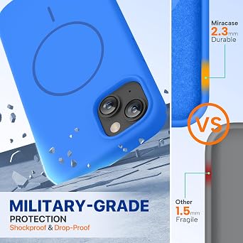 Miracase Silicone & Magnetic for iPhone 13 Case, Mediterranean Blue