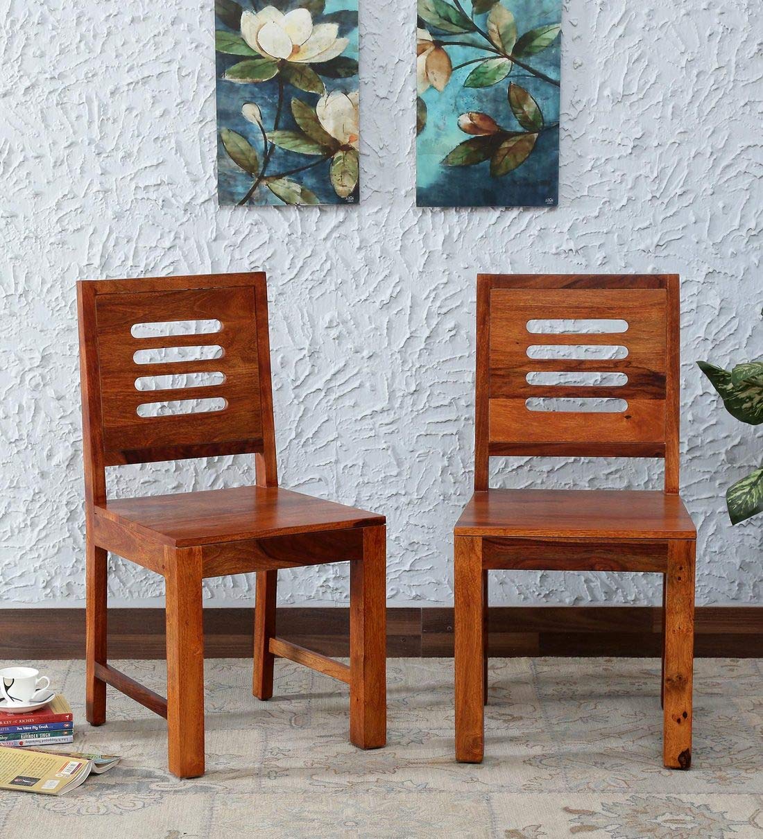 Handicraft Sheesham Wood Dining Chairs Set of 2 for Dining Room Furniture || Wooden Chairs Set for Living Room Home and Office - Natural Teak Finish-image-16