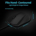 RAPOO N1600 Wired Mouse, 1000 DPI 3-Button USB Computer Mouse 5ft Cord Quiet Button Optical Mouse Wired, Left Right Hand Use Office Mouse, for Laptop PC Chromebook Mac Notebook, Matte Black