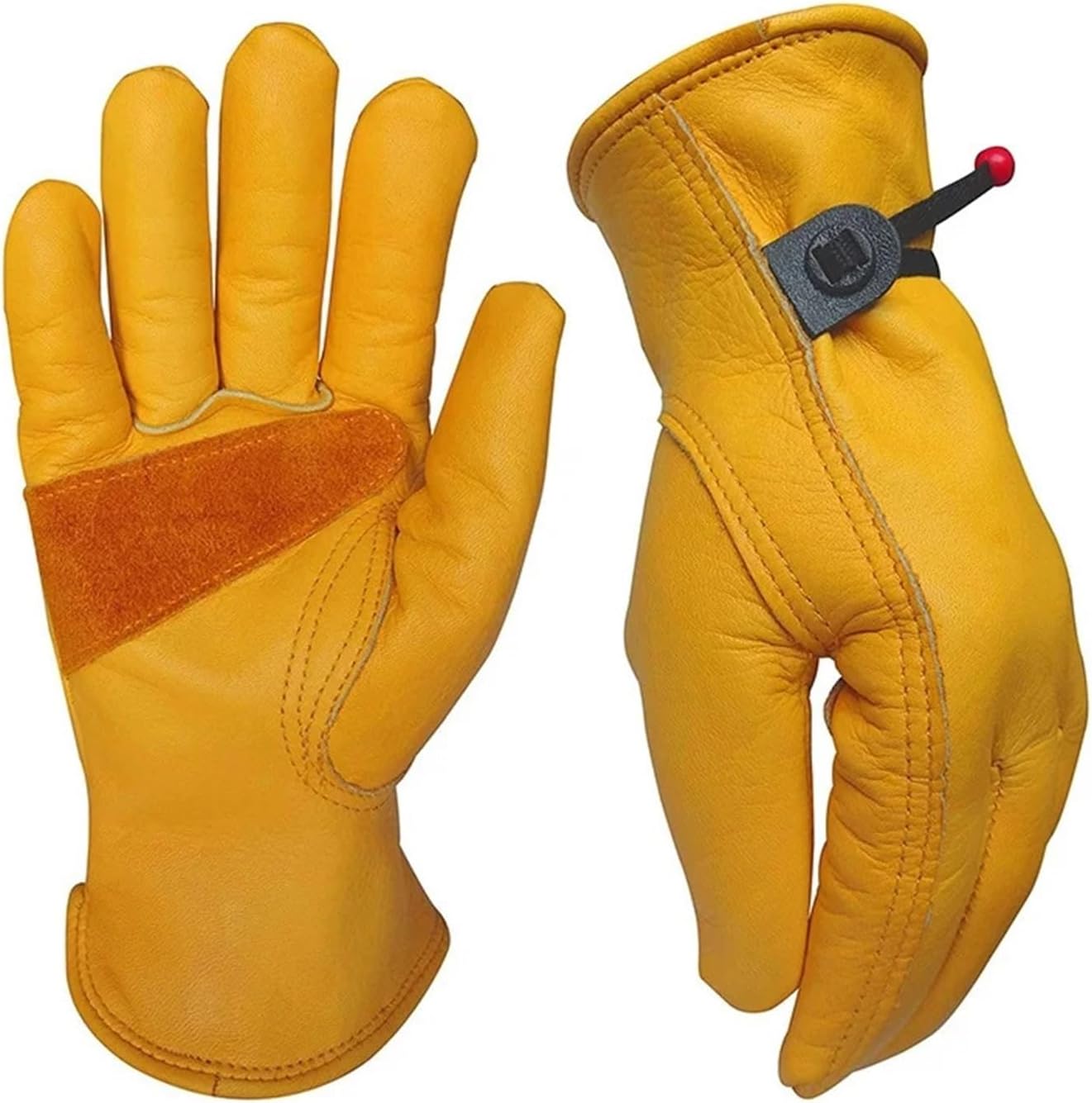 Security Protection Gloves Cowhide Leather Gardening With Reinforced Palm Stretchable Wrist Working Glove For Wood