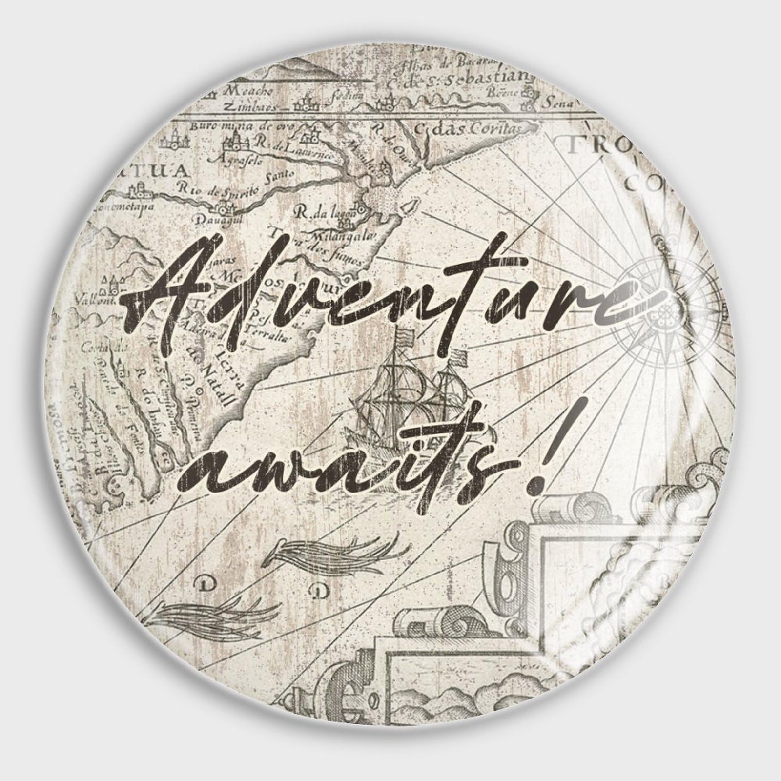 Aimants de réfrigérateur en verre Adventure Awaits carte vintage lot de 4