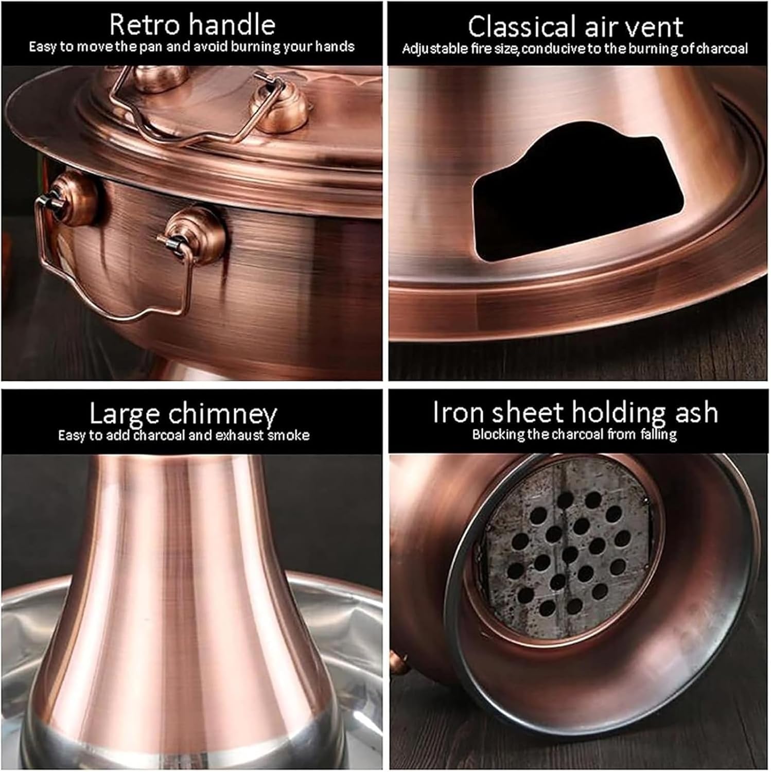 火鍋 鍋 おでん ステンレス鋼鍋伝統的な鍋ヴィンテージしゃぶ鍋シチューポット家族友人のため しゃぶしゃぶ鍋 中華火鍋(Gold,32