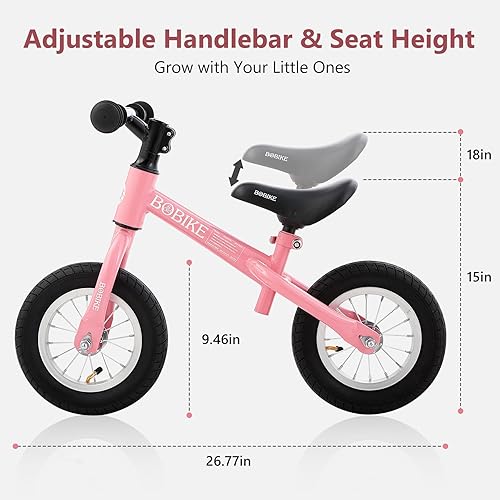 Miniatura 5 de Bobike Bicicleta de equilibrio para niños pequeños con neumáticos de goma inflables, juguetes de bicicleta de equilibrio para niños de 18 meses a 4