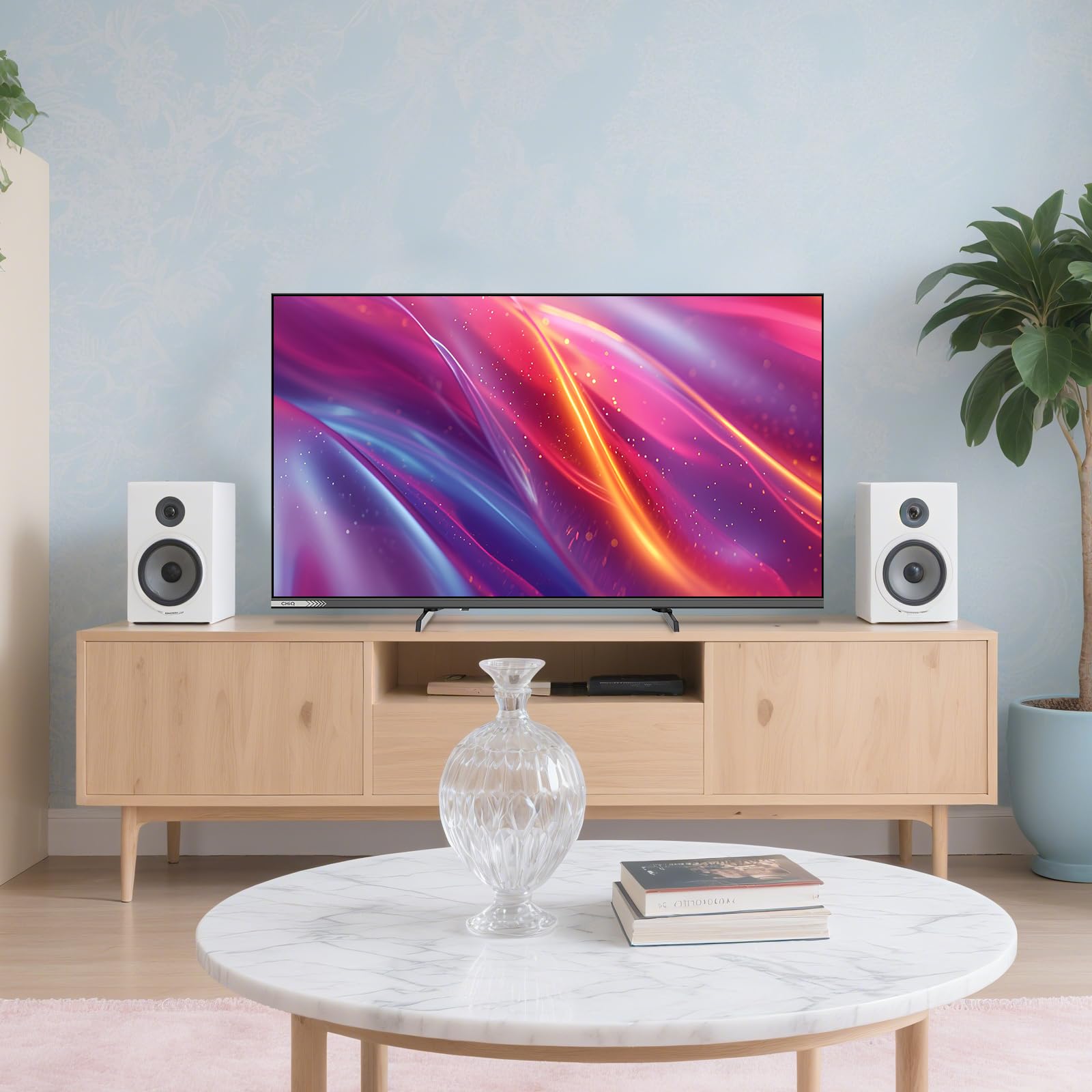 CHiQ 40 Zoll (101cm) FHD, QLED Pro Smart Google TV, Kompatibel mit HDR10, dbx-tv, Apple AirPlay, Prime Video, YouTube, Dolby Audio, mit Google Sprachsteuerung, Rahmenloses Design, L40QST