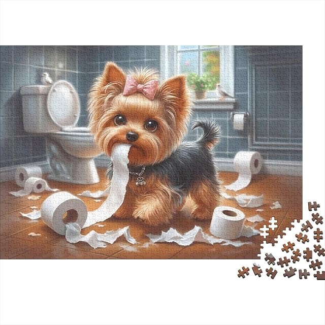 Perro Adorable en baño Puzzle de 1000 Piezas Puzzle para Adultos Papel Escena Divertida Tiempo en Familia…