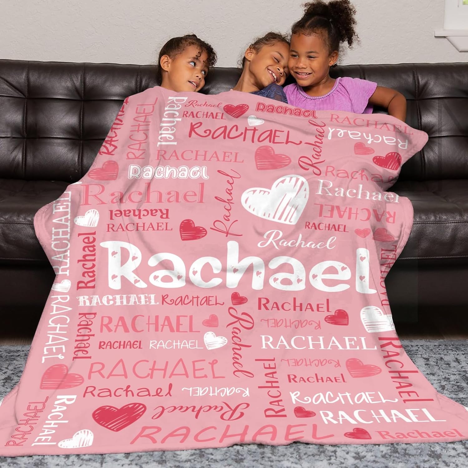 Personalized Blankets and Throws - Custom Blanket with Name for Adults and Kids - Customized Fleece Throw for Girls Boys - Personalized Gifts for Women Men