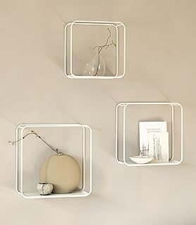 Kazai.® Wandregal-Set 'Noora' | 3-Teiliges Hängeregal aus Metall | Wanddeko und Ablage für Wohnzimmer, Flur, Küche, Schlafzimmer und mehr | Weiß