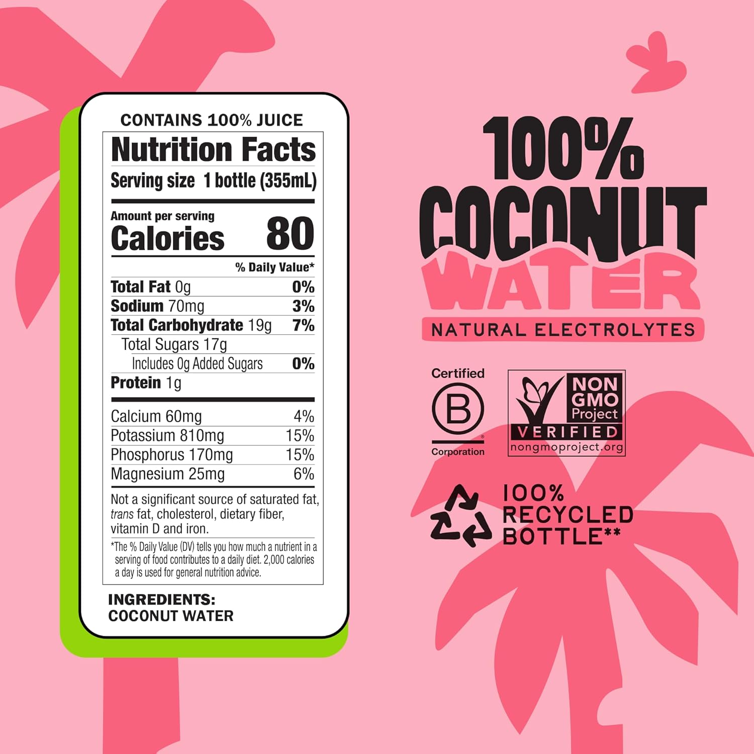 Harmless Harvest 100% Coconut Water, 12 fl oz (12‑Pack) – Shelf Stable Coconut Water for Natural Hydration, Naturally Occurring Electrolytes, No Sugar Added, Vegan & Non‑GMO Project Verified