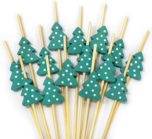 100 palillos de cóctel de bambú, palillos de dientes decorativos de Navidad para aperitivos, frutas y bebidas, decoraciones de fiesta de Navidad 100 palillos de cóctel de bambú, palillos de dientes decorativos de Navidad para aperitivos, frutas y bebidas, decoraciones de fiesta de Navidad