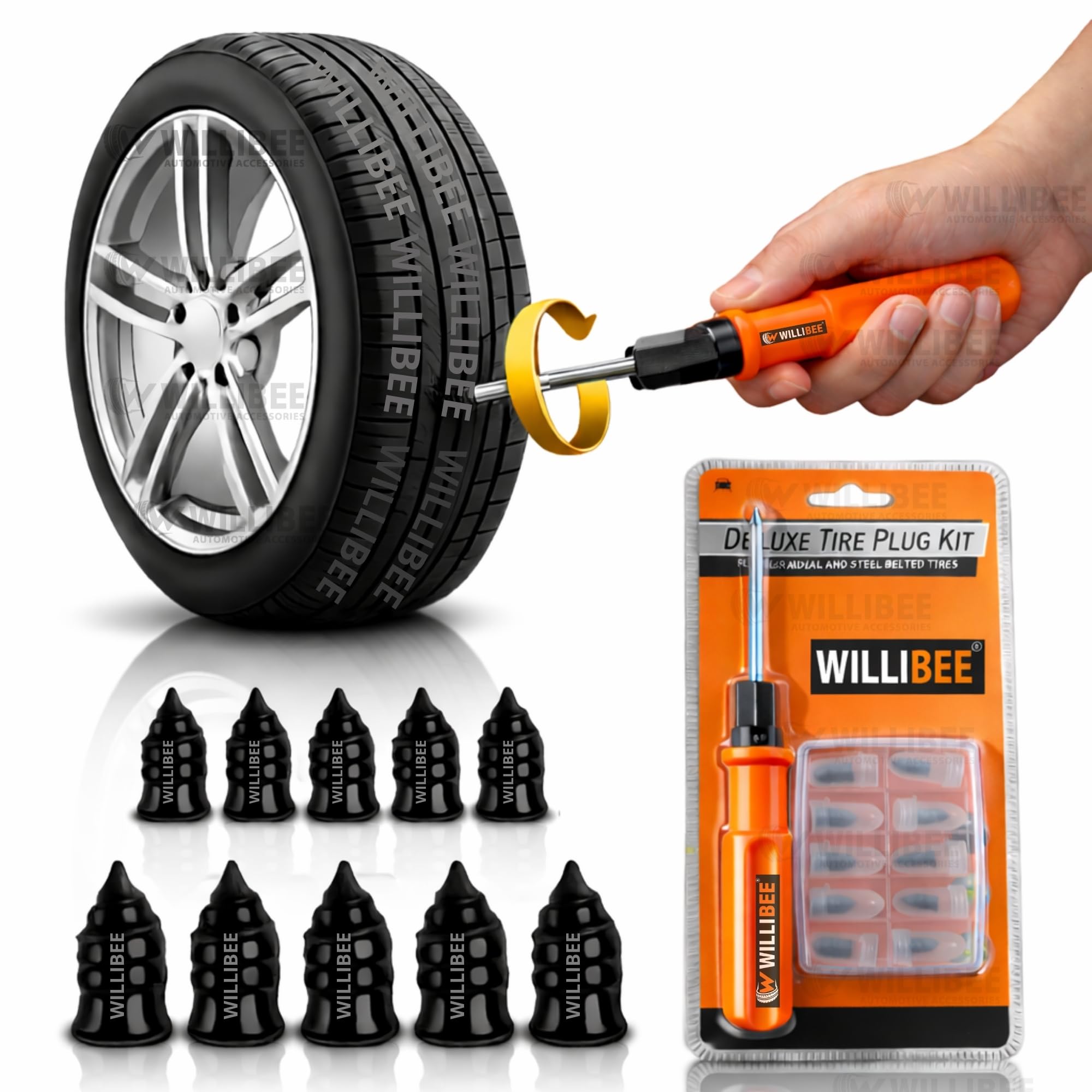 10 Pcs Tire Repair Screws Kit with Tool | Tubeless Tyre Puncture Repair Screw Plug for Car & Bike - Quick Emergency Self Repair-image-19