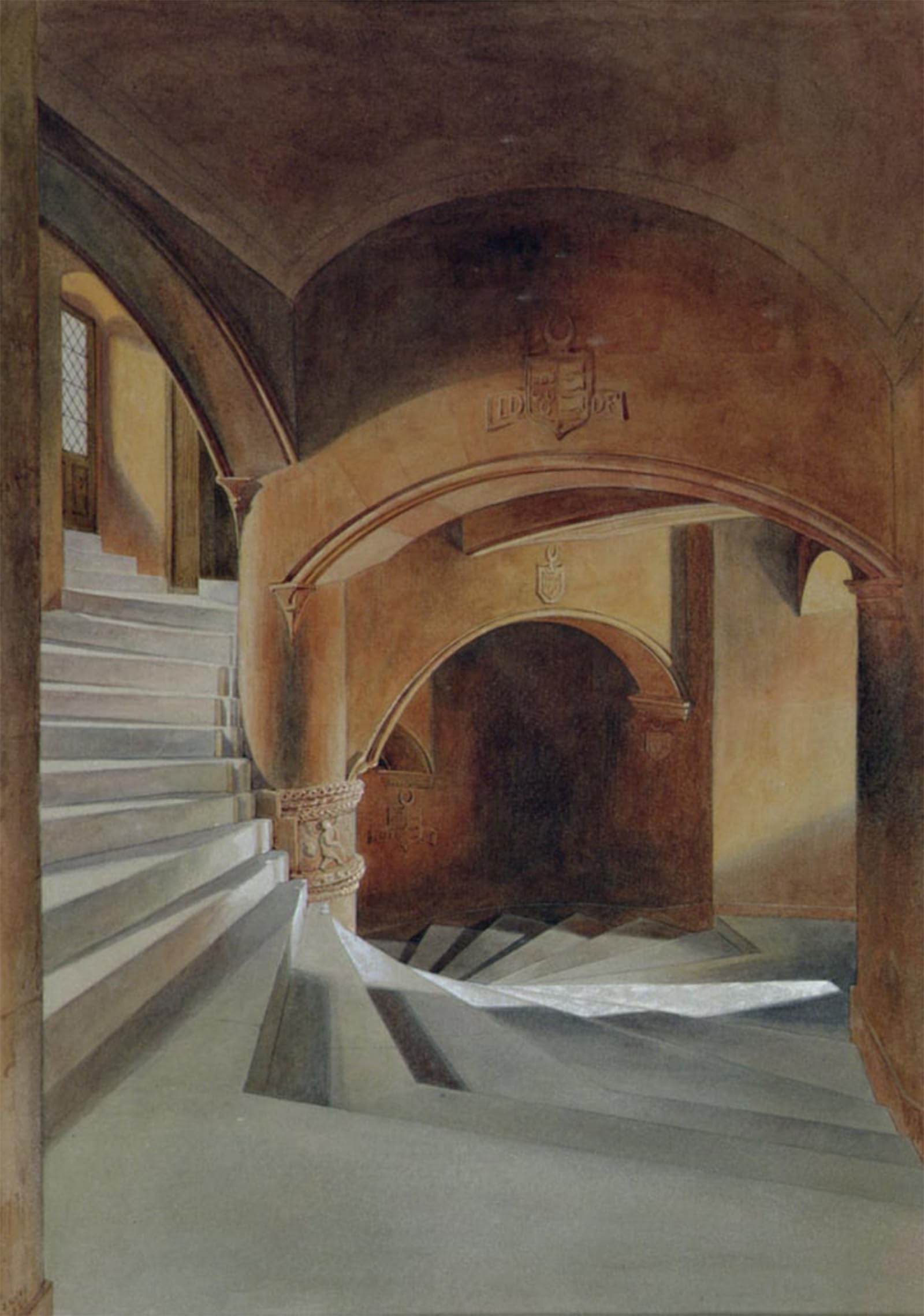 ARTXLXXBN Famous Art Print Poster Vintage Wall Art the Staircase in Fyvie Castle by Famous Artist Canvas Art Poster for Home Decor 60x90cm
