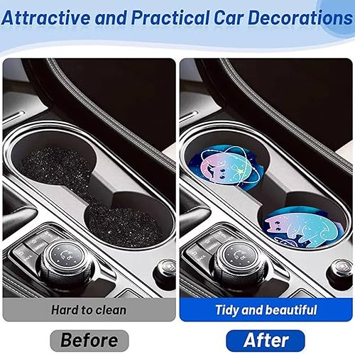 Miniatura 3 de Paquete de 2 portavasos de automóvil con diseño de libélula, tamaño universal de 2.75 pulgadas, tapete de goma antideslizante, regalo de libélula,