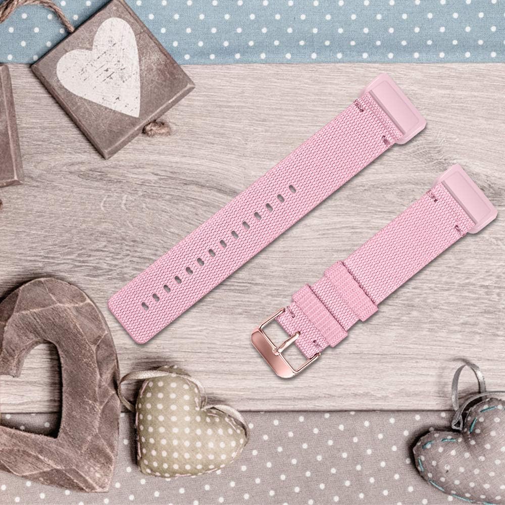 Joyozy Nylon Woven Bands Compatible with Fitbit Charge 3/4 and Charge 3 SE Replacement Accessory Straps Wristbands Bracelet Women and Men 5 Colors Avaiable