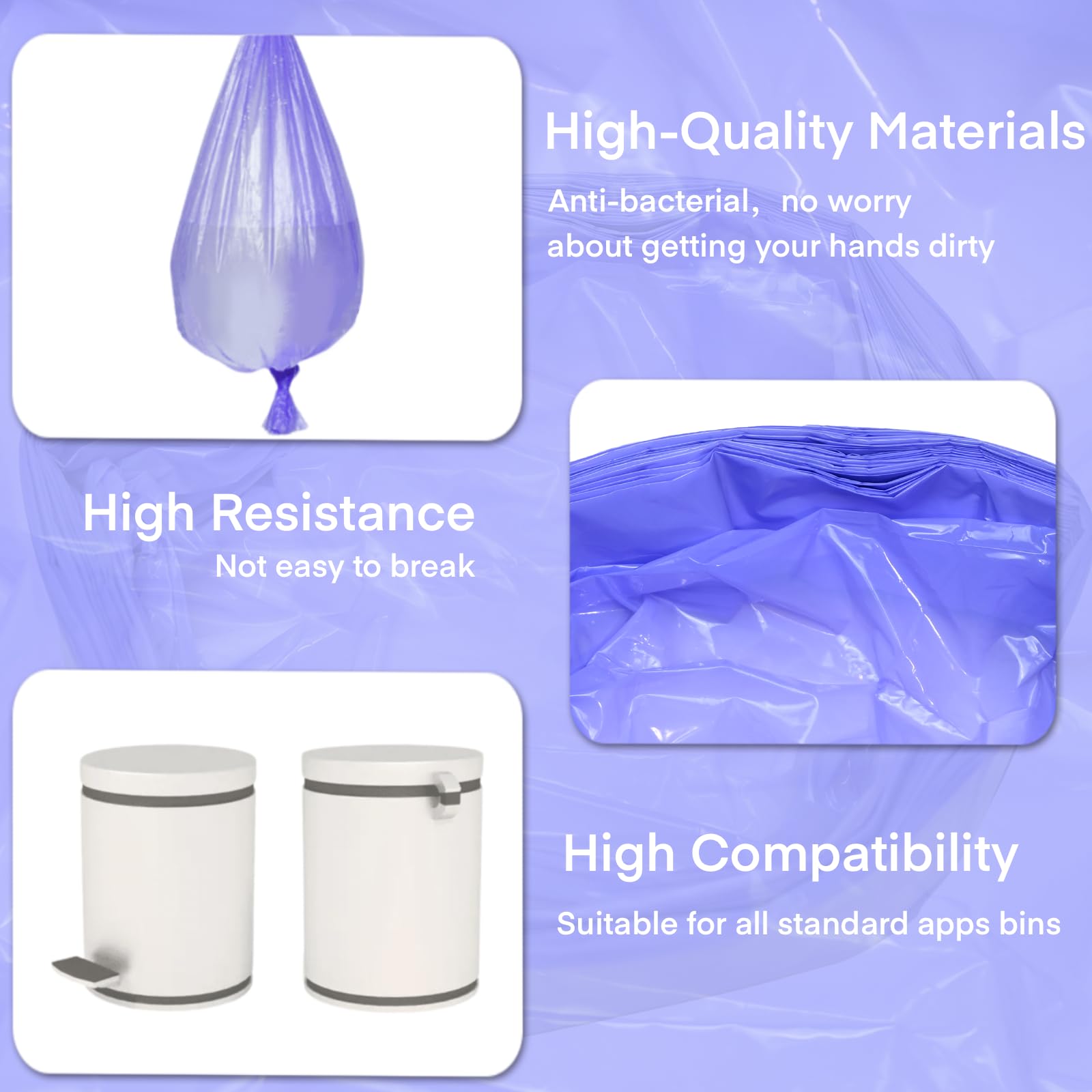Lot de 18 Recharge Poubelle à Couches, 4,5M Sac Poubelle Couche Grande Capacité Étendu Épaissi Recharge, Bebe Recharge Sac Poubelle Couche Compatible avec Tommee Tippee, Angelcare(Violet)