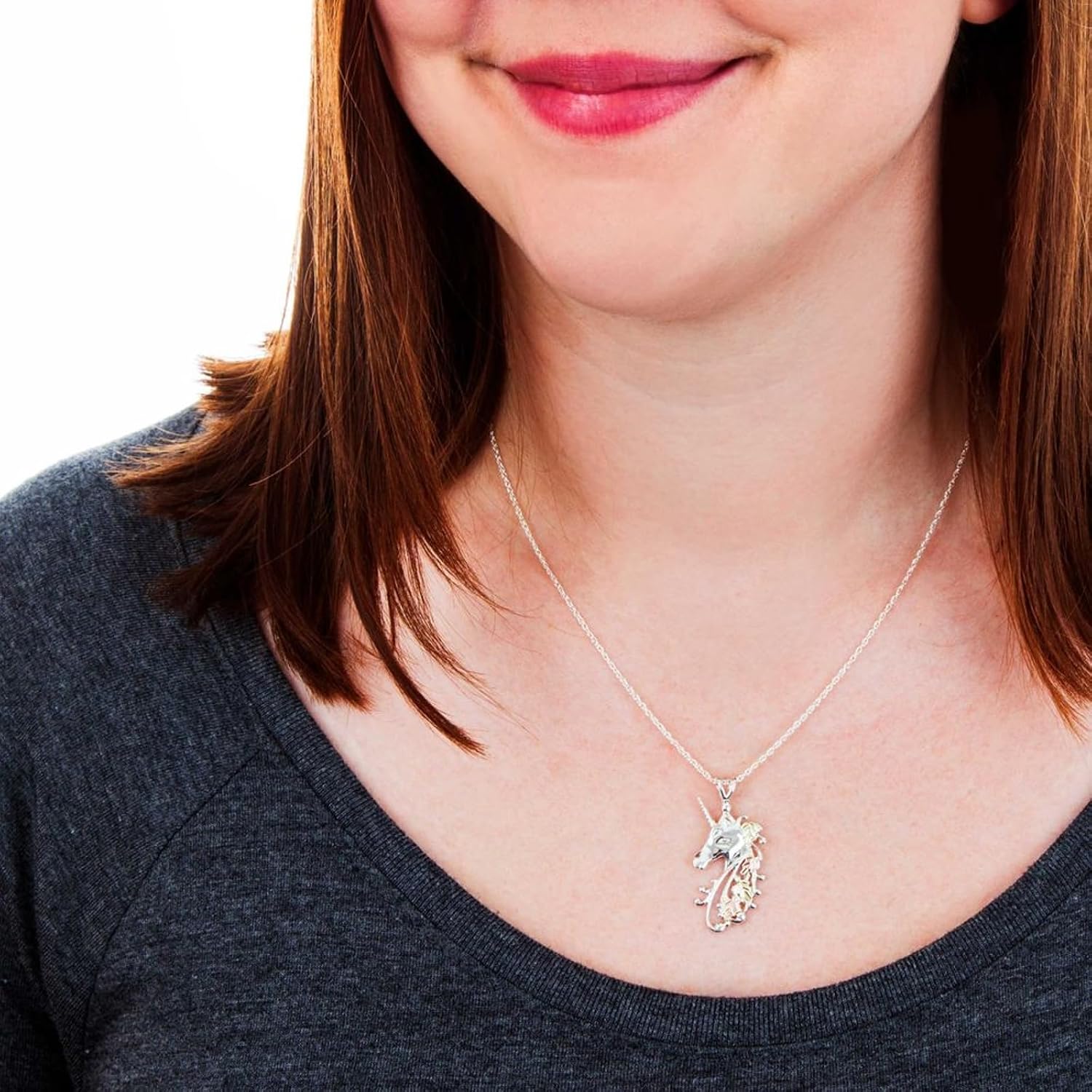 Black Hills Gold on Silver Unicorn Pendant