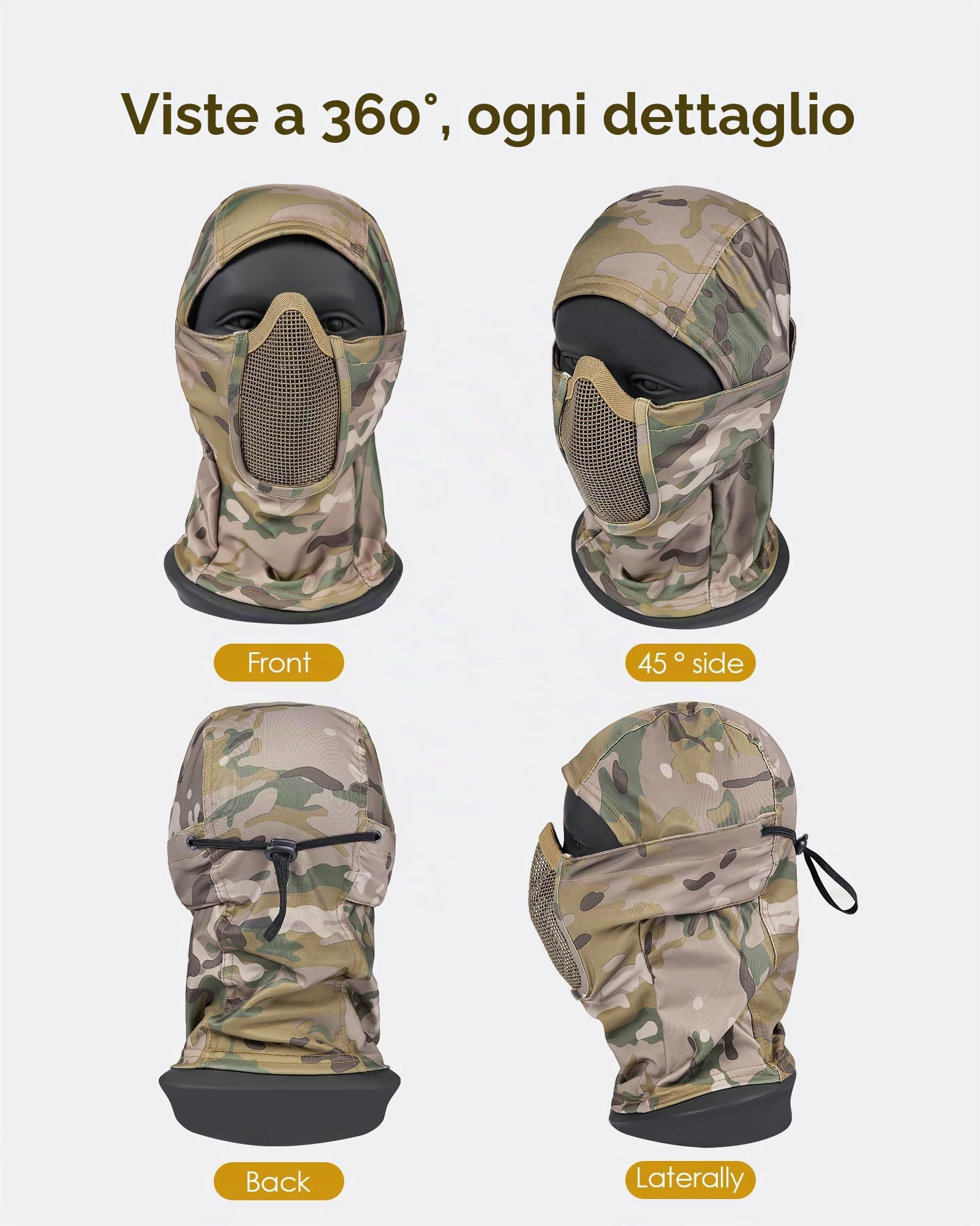 OneTigris Passamontagna in Rete con Visiera Passamontagna tattico Maschera Integrale Stile Ninja per Softair