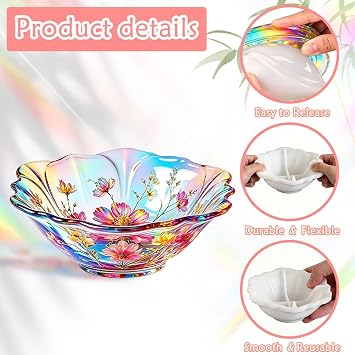 Flower Bowl Resin Mold, Lotus Shape Bowl Silicone Mold, Jewelry Trinket Container Box Candle Holder Concrete Molds for Epoxy Resin Casting, Home Decoration (Small)