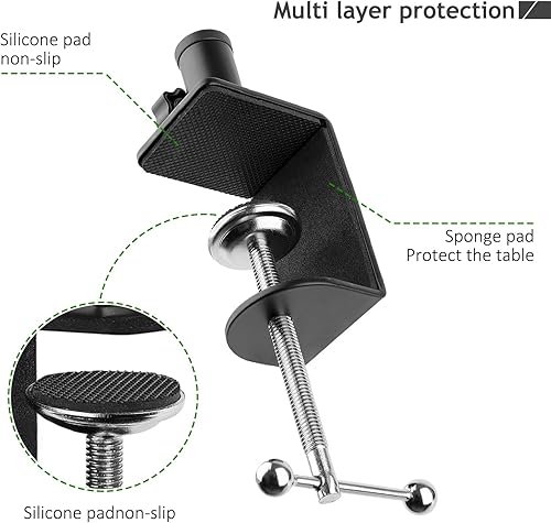 Miniatura 3 de Abrazadera de montaje de mesa de metal resistente, abrazadera de escritorio de metal para soporte de brazo de micrófono, abrazadera ajustable para